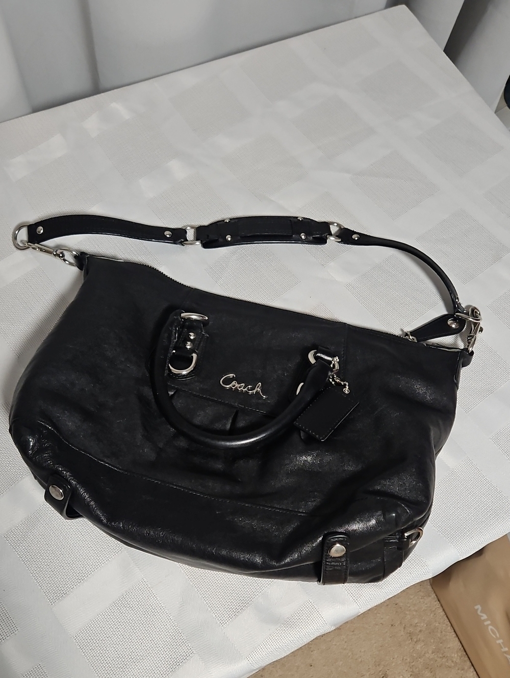 Black Leather Coach Ashley Satchel - Picture 12 of 14